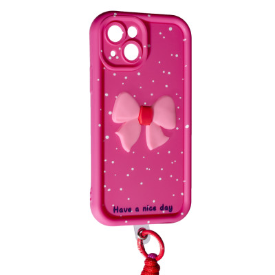 Накладка Lucky Bow Case для iPhone 15- яскраво-рожевий Накладка Lucky Bow Case для iPhone 15- яскраво-рожевий