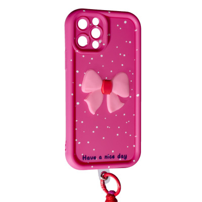 Накладка Lucky Bow Case для iPhone 15 Pro Max- яскраво-рожевий Накладка Lucky Bow Case для iPhone 15 Pro Max- яскраво-рожевий