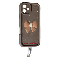 Накладка Lucky Bow Case для iPhone 16- коричневий Накладка Lucky Bow Case для iPhone 16- коричневий