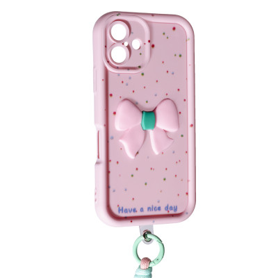Накладка Lucky Bow Case для iPhone 16- світло-рожевий Накладка Lucky Bow Case для iPhone 16- світло-рожевий