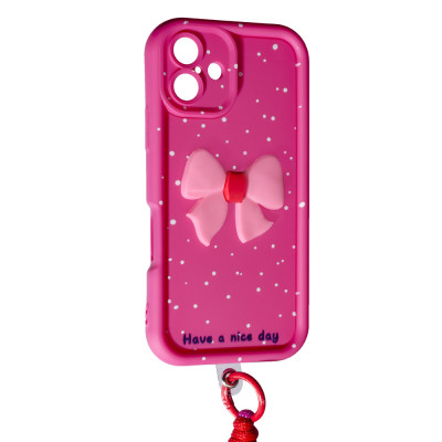 Накладка Lucky Bow Case для iPhone 16- яскраво-рожевий Накладка Lucky Bow Case для iPhone 16- яскраво-рожевий