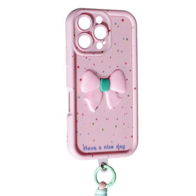 Накладка Lucky Bow Case для iPhone 16 Pro Max- світло-рожевий Накладка Lucky Bow Case для iPhone 16 Pro Max- світло-рожевий