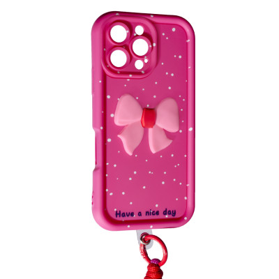 Накладка Lucky Bow Case для iPhone 16 Pro Max- яскраво-рожевий Накладка Lucky Bow Case для iPhone 16 Pro Max- яскраво-рожевий