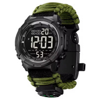 Годинник наручний 1845AG SKMEI PARACORD, Army Green, Compass, термометр, свисток, кресало Годинник наручний 1845AG SKMEI PARACORD, Army Green, Compass, термометр, свисток, кресало