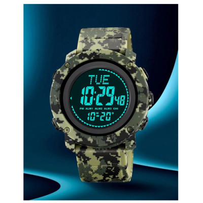 Годинник наручний 2095CMGN SKMEI, Army Green камуфляж, Compass
