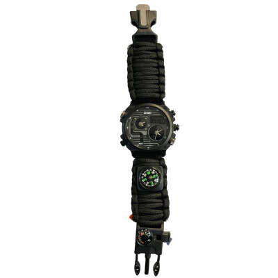 Годинник наручний 2202BK SKMEI PARACORD, Black, Compass, термометр, свисток, кресало