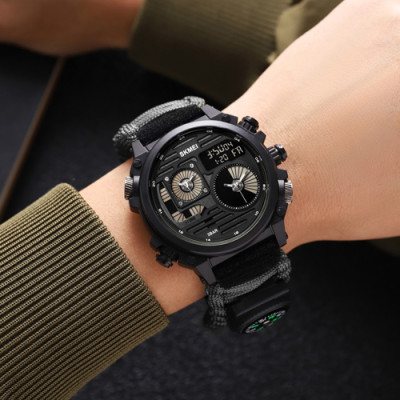Годинник наручний 2202BK SKMEI PARACORD, Black, Compass, термометр, свисток, кресало