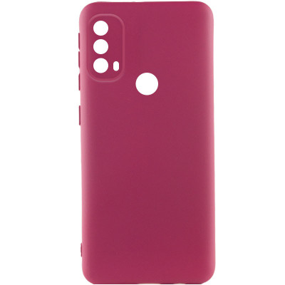 Накладка (з мікрофіброю) Silicone Cover Lakshmi Full Camera (A) для Motorola Moto E40 / Moto E30 / Moto E20- марсала