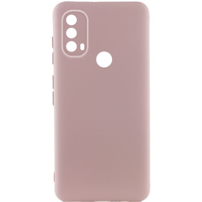 Накладка (з мікрофіброю) Silicone Cover Lakshmi Full Camera (A) для Motorola Moto E40 / Moto E30 / Moto E20- рожевий пісок