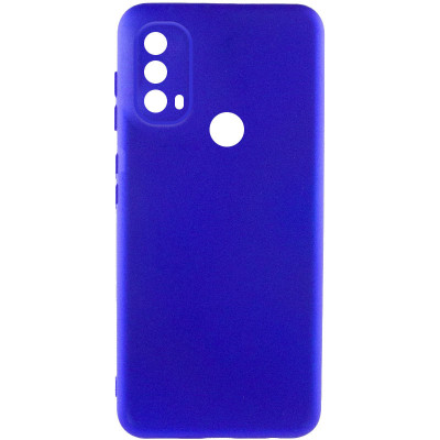 Накладка (з мікрофіброю) Silicone Cover Lakshmi Full Camera (A) для Motorola Moto E40 / Moto E30 / Moto E20- ультра-синій