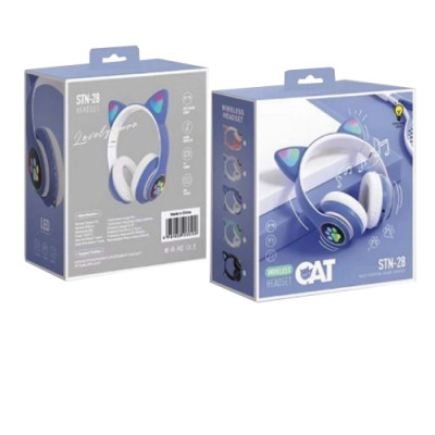 Bluetooth навушники Cat STN-28 LED Original (Вушка)- синій