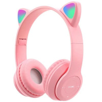 Bluetooth навушники CAT Ear P47M LED (Вушка)- рожевий
