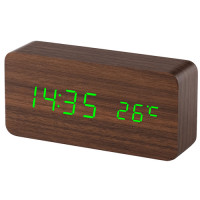 Годинник мережевий VST-862-4 зелені написи, (корпус коричневий) температура, USB