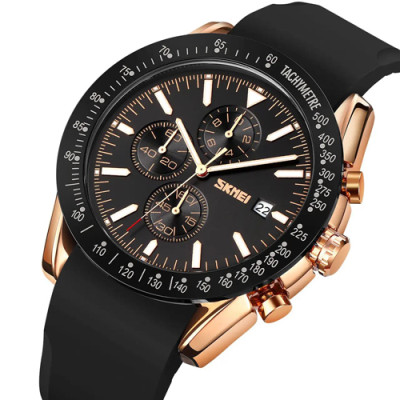 Годинник наручний 9253PRGBK SKMEI, Rose Gold/Black-Silicone Strap