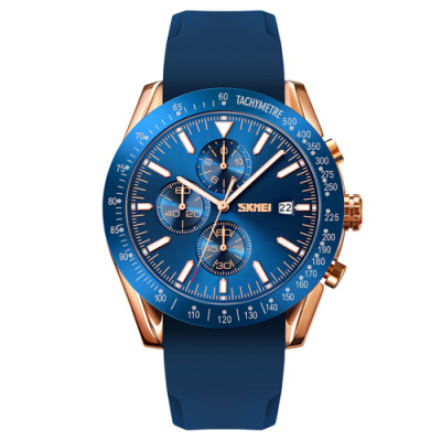 Годинник наручний 9253PRGBU SKMEI, Rose Gold/Blue-Silicone Strap
