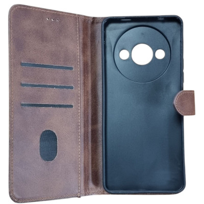 Чохол-книжка Leather Folio New для Xiaomi Redmi A3 (магнітна застібка)- коричневий