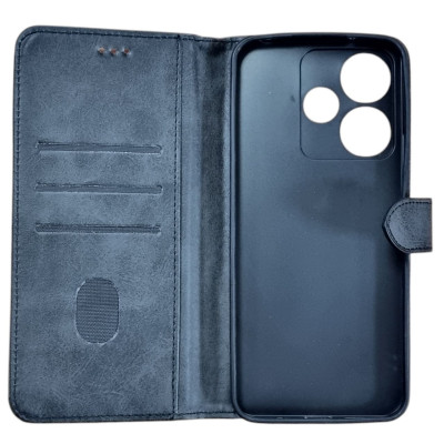 Чохол-книжка Leather Folio New для Xiaomi Redmi 13 4G / Poco M6 4G (магнітна застібка)- чорний