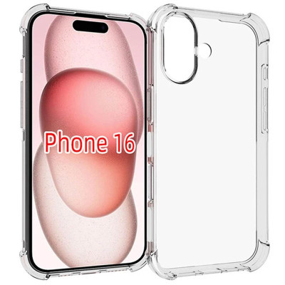 Накладка GETMAN посилені кути для iPhone 16- прозорий Накладка GETMAN посилені кути для iPhone 16- прозорий