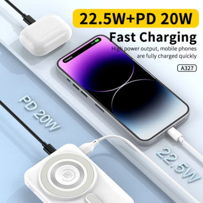 Power Bank Aspor A327 10000mAh/37Wh with MagSafe + cable Lightning/Type-C- білий Power Bank Aspor A327 10000mAh/37Wh with MagSafe + cable Lightning/Type-C- білий