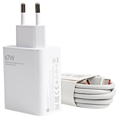 Мережевий зарядний пристрій Xiaomi (MDY-12-ES) 67W USB-A + USB кабель Type-C- білий