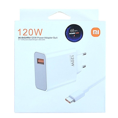 Мережевий зарядний пристрій Xiaomi (VCA7GA) 120W USB-A + USB кабель Type-C- білий