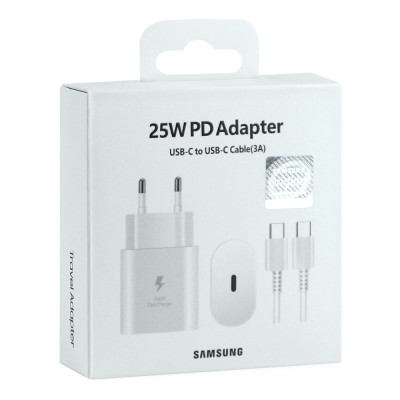 Мережевий зарядний пристрій Samsung (EP-TA800) USB-C 25W PD + кабель Type-C to Type-C- білий Мережевий зарядний пристрій Samsung (EP-TA800) USB-C 25W PD + кабель Type-C to Type-C- білий
