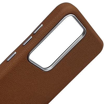 Накладка (з мікрофіброю) Leather Case Metal Buttons для Samsung A06- коричневий