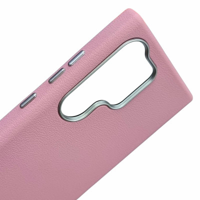 Накладка (з мікрофіброю) Leather Case Metal Buttons для Samsung S24 Ultra- світло-рожевий Накладка (з мікрофіброю) Leather Case Metal Buttons для Samsung S24 Ultra- світло-рожевий