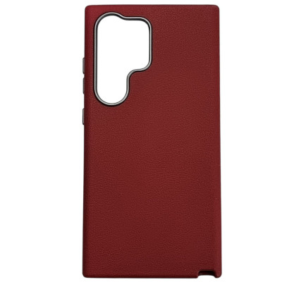 Накладка (з мікрофіброю) Leather Case Metal Buttons для Samsung S24 Ultra- марсала