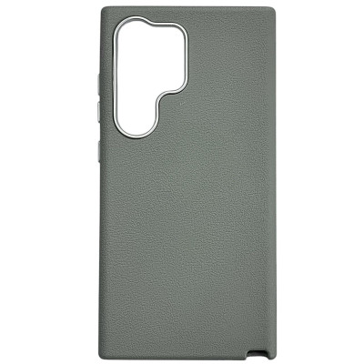 Накладка (з мікрофіброю) Leather Case Metal Buttons для Samsung S24 Ultra- сірий