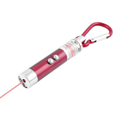 Ліхтарик-брелок 117-2LED, лазер, карабін, 3xLR44 Ліхтарик-брелок 117-2LED, лазер, карабін, 3xLR44