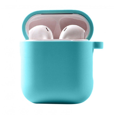 Чохол силіконовий для AirPods 1/2 з мікрофіброю- бірюзовий