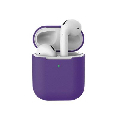 Чохол силіконовий для AirPods 1/2 з мікрофіброю- виноградний