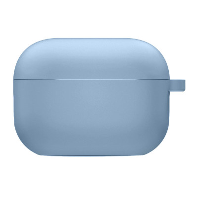 Чохол силіконовий для AirPods 4 з мікрофіброю- бузково блакитний