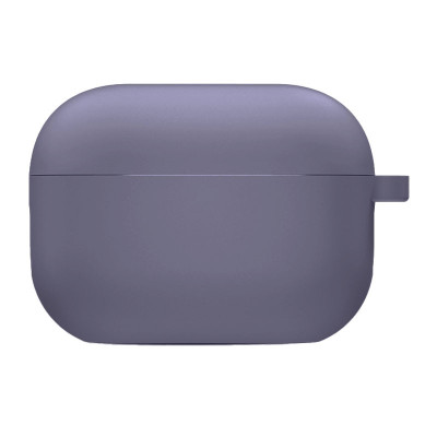 Чохол силіконовий для AirPods 4 з мікрофіброю- лавандовий сірий