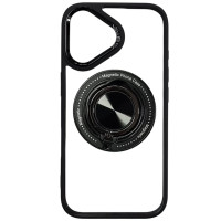 Накладка TPU+PC Metal Ring with Magnetic для iPhone 16- чорний Накладка TPU+PC Metal Ring with Magnetic для iPhone 16- чорний