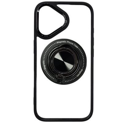 Накладка TPU+PC Metal Ring with Magnetic для iPhone 16- чорний Накладка TPU+PC Metal Ring with Magnetic для iPhone 16- чорний