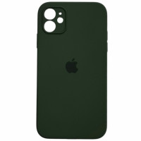 Накладка (з мікрофіброю) Silicon Case Full Camera для iPhone 11 квадратні кути- темно-зелений