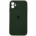 Накладка (з мікрофіброю) Silicon Case Full Camera для iPhone 11 квадратні кути- темно-зелений