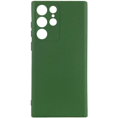 Накладка (з мікрофіброю) Silicone Cover Lakshmi Full Camera для Samsung S25 Ultra- темно-зелений