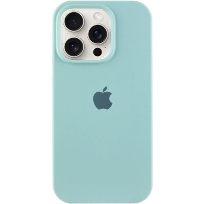 Накладка (з мікрофіброю) Silk Full Protective для iPhone 15 Pro Max- світло бірюзовий