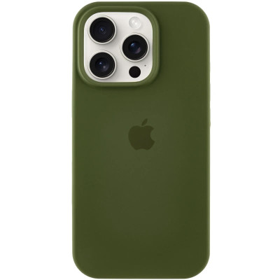 Накладка (з мікрофіброю) Silk Full Protective для iPhone 15 Pro- оливковий