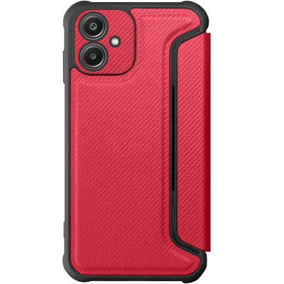 Чохол-книжка GETMAN Razor Carbon шкіряний для Samsung A06- червоний