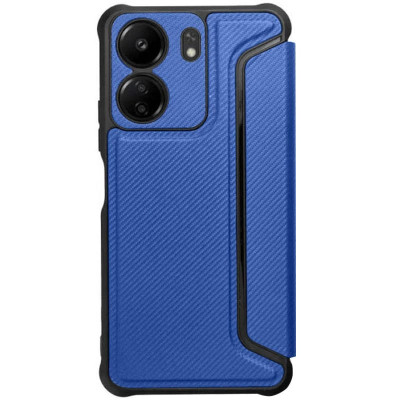 Чохол-книжка GETMAN Razor Carbon шкіряний для Xiaomi Redmi 13C 4G / Poco C65- синій
