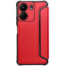 Чохол-книжка GETMAN Razor Carbon шкіряний для Xiaomi Redmi 13C 4G / Poco C65- червоний