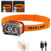 Ліхтарик налобний G08-2XPG (white+yellow)+LED (red), Motion Sensor, Li-Ion акум., ЗП Type-C