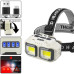Ліхтарик налобний HX-816S-2COB (white+red), Motion Sensor, ЗП Type-C, 1х18650