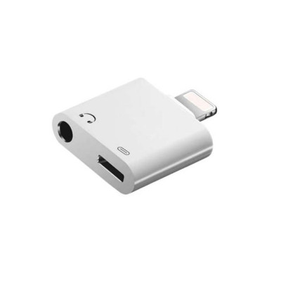 Перехідник KIN KY-178 Lightning to 3.5mm + зарядка- білий Перехідник KIN KY-178 Lightning to 3.5mm + зарядка- білий