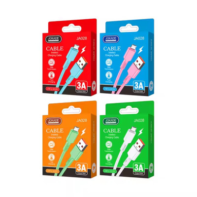 USB кабель Jokade JA028 Micro USB Silicone 3A Smart charging (Box 40шт / Mix)