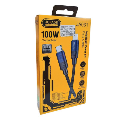 USB-C кабель Jokade JA031 SHUWU Type-C to Type-C PD100W Smart Power-Off fast charging data cable (1.2m)- чорний